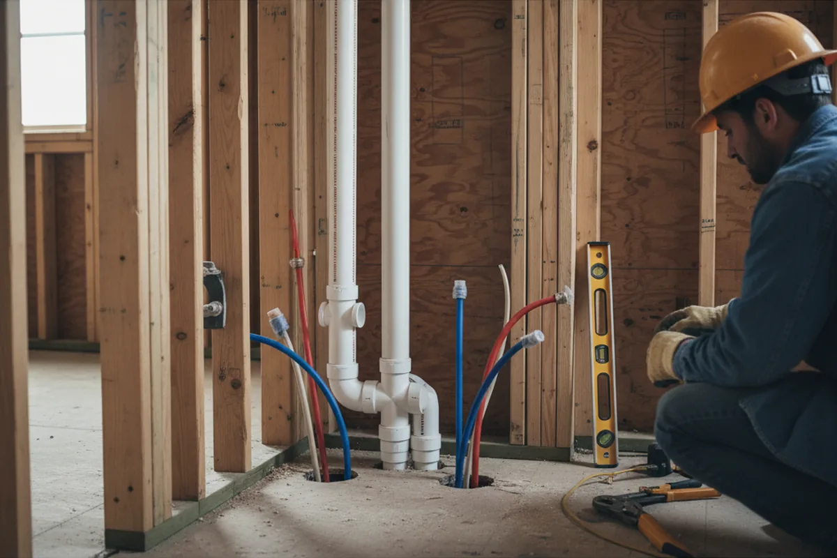 Drain and supply rough-in during Drain Cleaning in Washington Boro