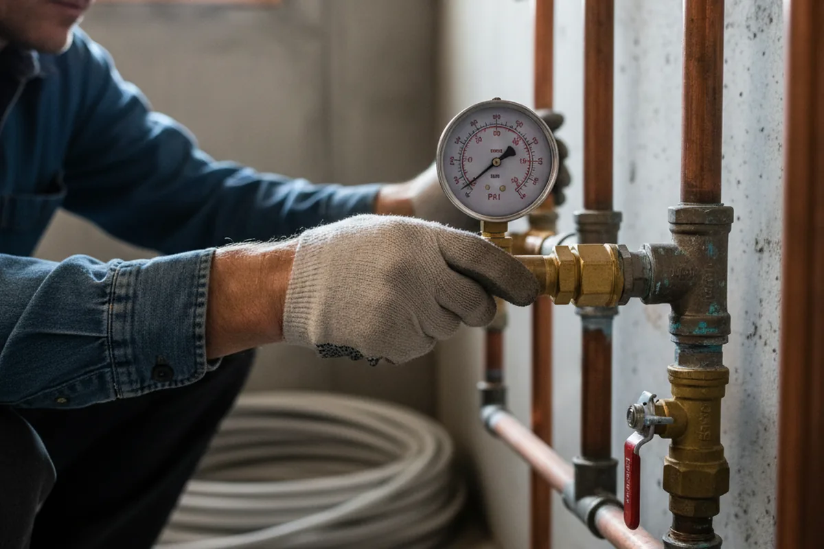 Pressure testing a repaired line during Water Line Repair in Washington Boro